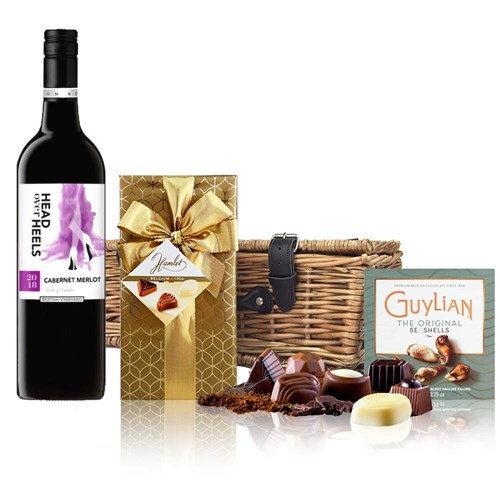 Head over Heels Cabernet Merlot 75cl Red Wine And Chocolates Hamper